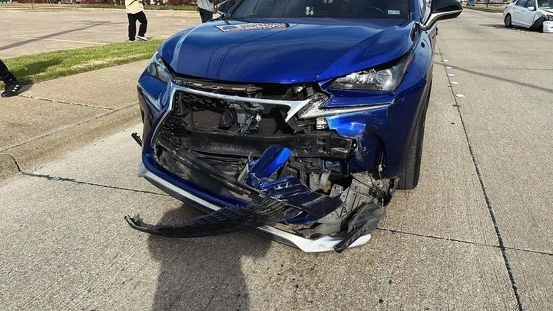 A car with front-end damage from a recent auto accident